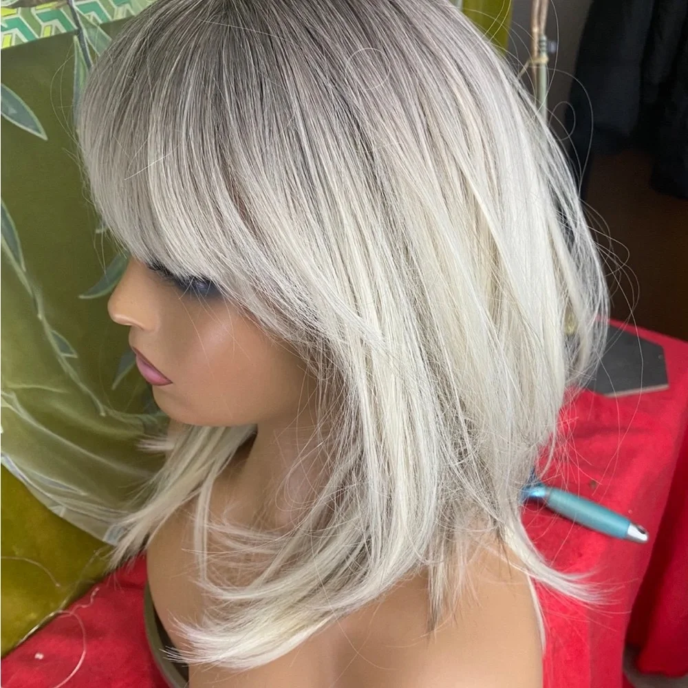 BACK IN Light Ash white blonde mixed rooted Layered wig